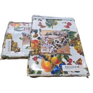 Violet Linen Euro Garden Fruits Tablecloth Set of (2) 52" X 70" 100% Polyester